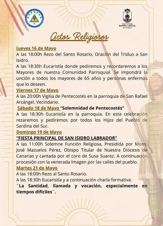 Programa de las Fiestas de San Isidro Labrador en Santa Lucia de Tirajana