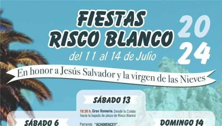 Programación con fechas y horarios de las Fiestas Risco Blanco en San Bartolomé de Tirajana
