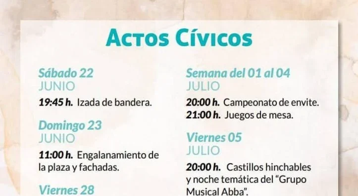 Programa de Actos y Eventos de las Fiestas de San Pedro en Bañaderos 2024 Arucas