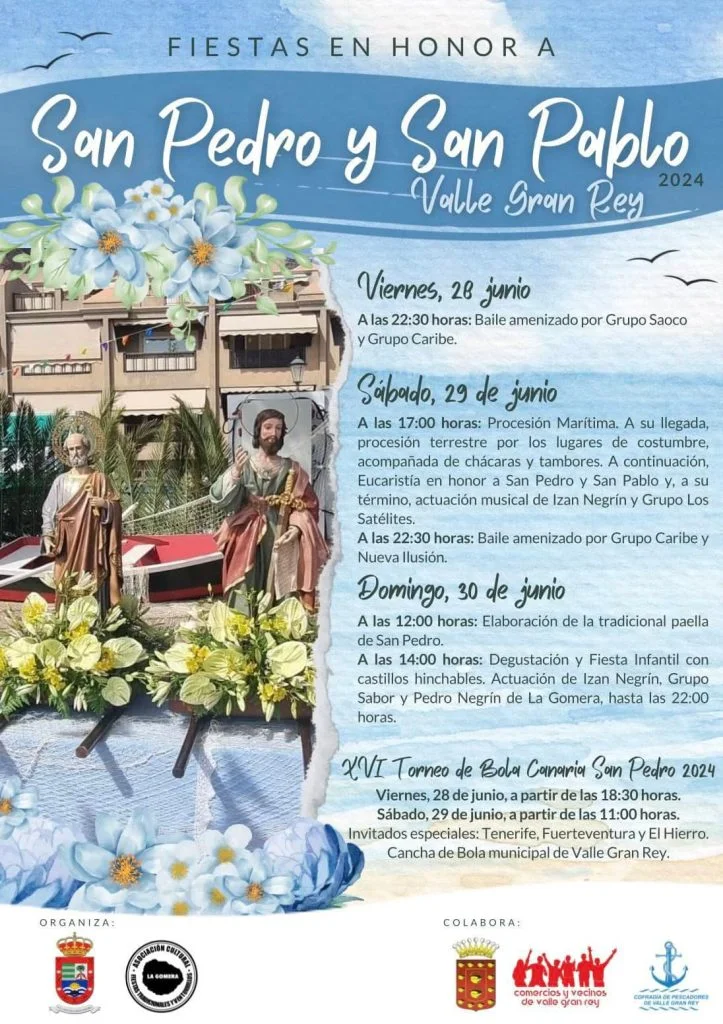 Las Fiestas en honor a San Pedro y San Pablo son uno de los eventos más destacados del año en Valle Gran Rey. Cartel de las fiestas