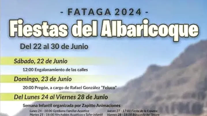 Programa Fataga, Fiestas del Albaricoque 2024 del 22 al 30 de Junio