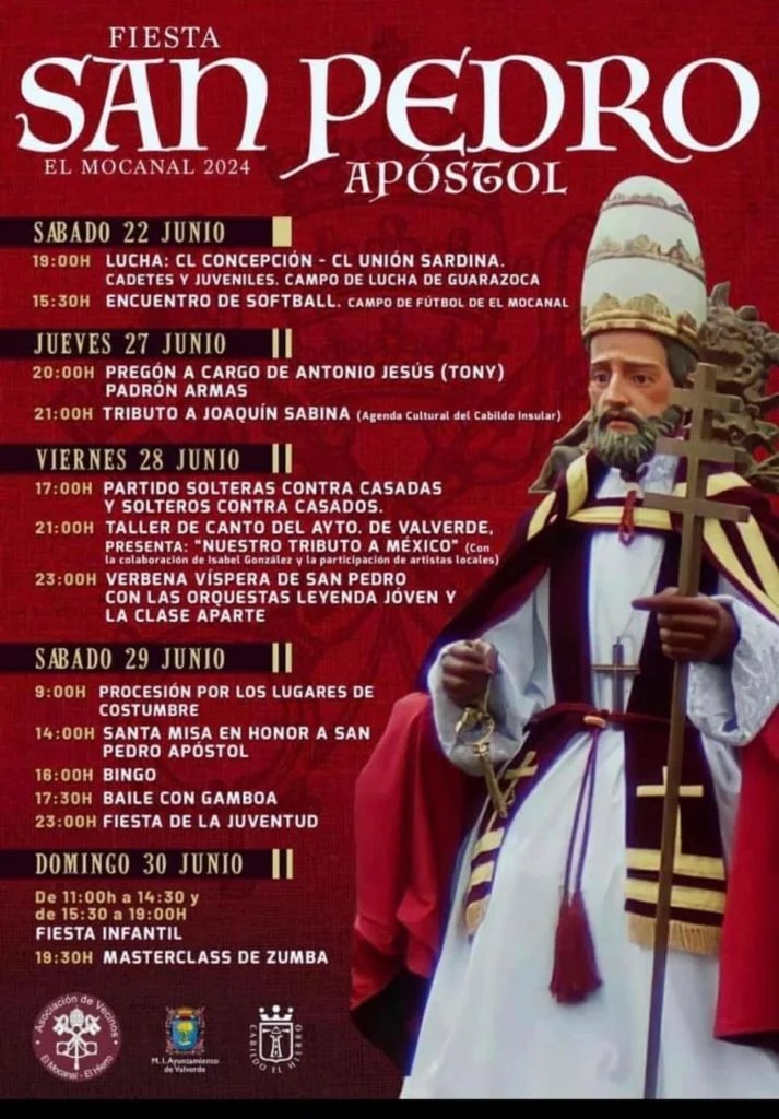 Las Fiestas de San Pedro Apóstol en El Mocanal, Valverde, son un evento anual que destaca por su combinación de tradición, cultura y diversión