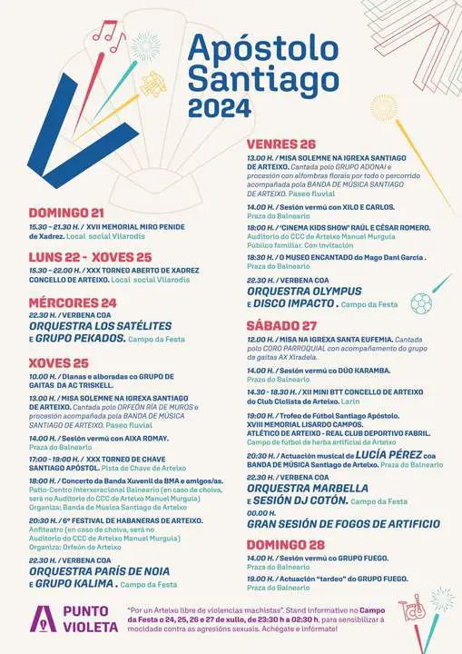 Las Fiestas de Santiago Apóstol en Arteixo 2024 ofrecen una programación diversa y emocionante que promete algo para todos