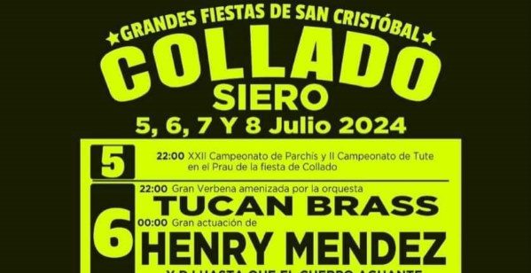 Las Fiestas de San Cristóbal en Collado (Siero) se celebrarán del 5 al 8 de julio de 2024. Este evento, conocido por su variada programación