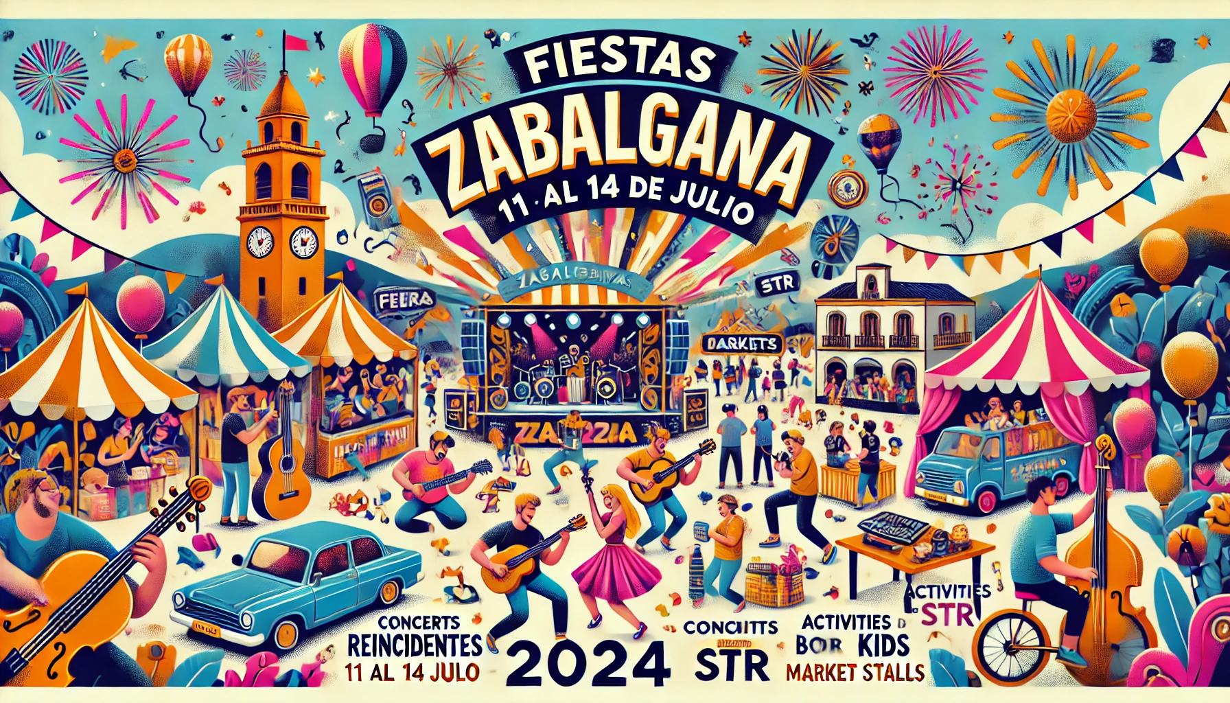 Fiestas Zabalgana 2024. Programación de eventos y actividades de las fiestas con fechas y horarios del 11 al 14 de julio.