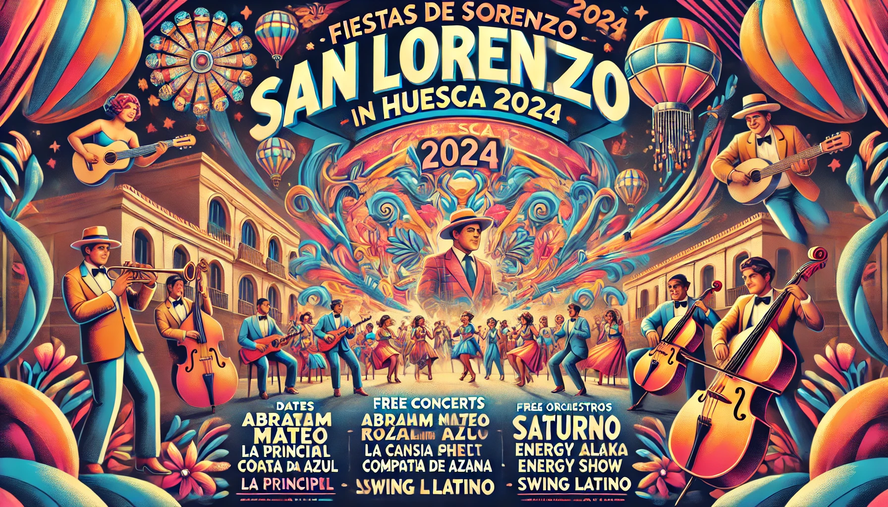 Conciertos de las Fiestas de San Lorenzo en Huesca 2024. Se celebran del 9 al 15 de agosto de 2024. Programa destacado