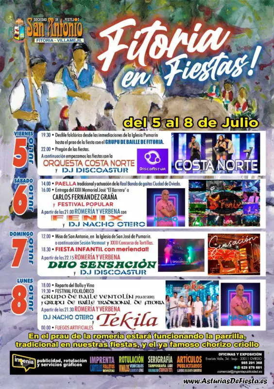 Programación de Eventos y Actividades de la Fiestas de Fitoria 2024