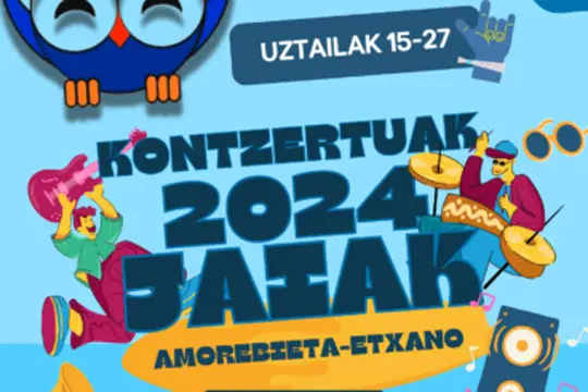 Fiestas de Amorebieta-Etxano 2024. Fiestas del Carmen y Santanatxu del 15 al 27 de julio de 2024 con una amplia programación de eventos.