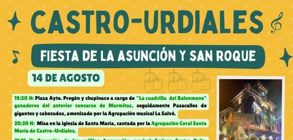 Cartel Fiestas de la Asunción y San Roque en Castro Urdiales 2024