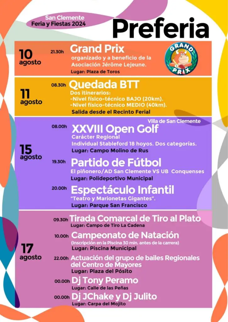 Programa del 18 al 23 de agosto de las Fiestas de San Clemente 2024: Una Semana de Celebración y Tradición